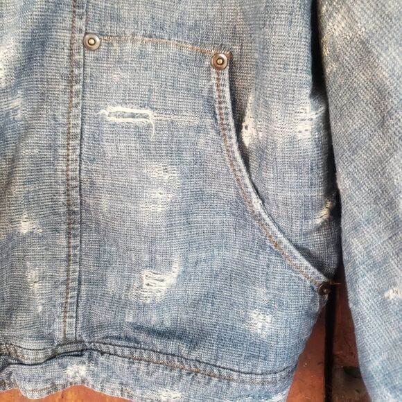 Free People Tattered Distressed Jean Jacket - Picture 9 of 14
